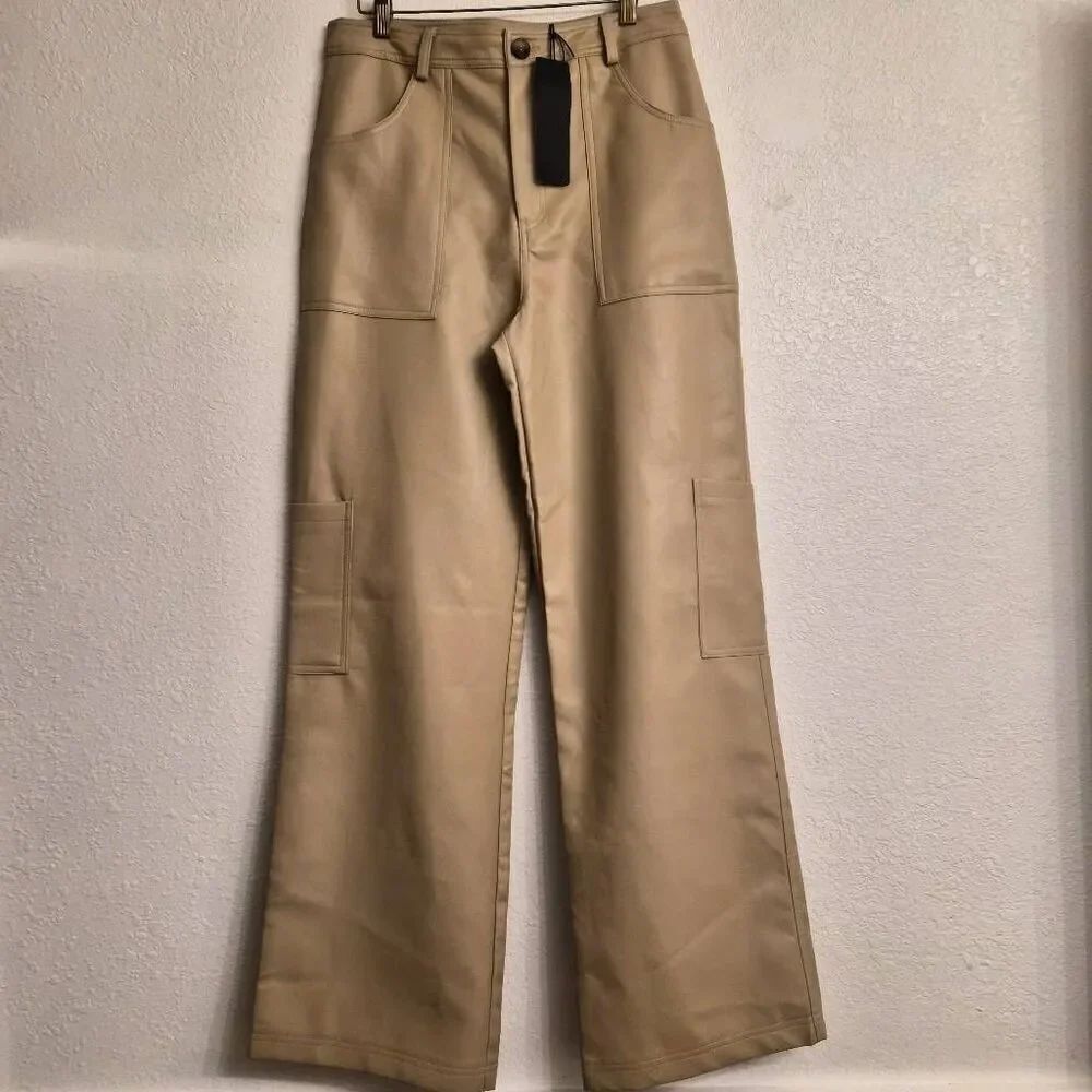 NWT Faux Leather Cargo Pants: Sexy Fun Statement Piece Classy Effortless Chic